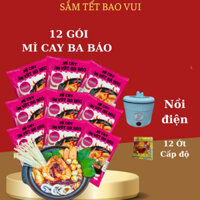 COMBO 12 gói mì cay BA BÁO cốt pha sẵn nấu tại nhà vị tại quán (1 gói gồm mì và súp)KÈM ớt độ , NỒI ĐIỆN