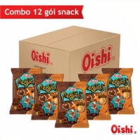 Combo 12 gói Oishi Bắp Rang Vị Sôcôla Caramen Mobsters (75g/gói)