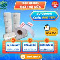 [COMBO 12C] CUỘN 970 TEM TRÀ SỮA BÓC DÁN K50*30MM DÀI 30 MÉT, SIÊU TIẾT KIỆM, DÙNG VỚI MÁY IN NHIỆT