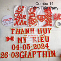 Combo 14 - Bộ chữ xốp trang trí đám cưới đã có keo dán (Đọc mô tả sản phẩm)