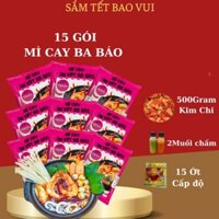 COMBO 15 gói mì cay BA BÁO cốt pha sẵn nấu tại nhà vị tại quán ( 1 gói gồm mì và súp ) kèm ớt độ , 500g kchi , 2 muối
