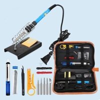 Combo 15 món Mỏ hàn thiếc điều chỉnh nhiệt độ 60w, hút chì mini, nhíp gắp và phụ kiện hàn, thiếc hàn, bộ mũi hàn