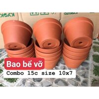 Combo 15c đất nung trồng sen đá size 10*7 thoát nước tốt