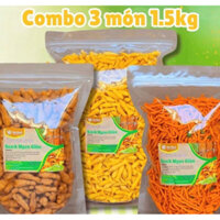 Combo 1,5kg - 3 bịch bim bim tăm đậu, cá phồng, đùi gà