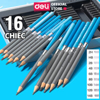 Combo 16 Bút Chì Phác Thảo Chuyên Nghiệp Deli - HB 2H 2B 4B 6B 8B 10B 12B 14B - Không Dễ Gáy - Vẽ Tranh, Họa Chân Dung