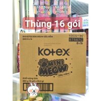 Combo 16 gói BVS Kotex Minimeow có cánh 8 miếng dài 24cm nhỏ gọn tiện lợi