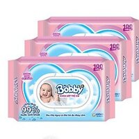Combo 16 gói Khăn giấy ướt Bobby Care hương thơm nhẹ nhàng 100 tờ (Hồng)