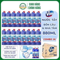 COMBO 16 Nước Tẩy Bồn Cầu Vim Diệt Khuẩn Xanh Biển Làm Sạch Toilet Nhanh Chai 880ml
