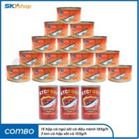 [Combo 18] 15 Hộp Cá Ngừ Sốt Cà Đậu Hành KTC Food 185g + 3 Lon Cá Hộp KTC Food 155g