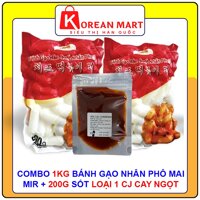 Combo 1kg bánh gạo Hàn quốc nhân phô mai gói đỏ Mir  + 200g sốt tok