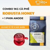 Combo 1kg Cà Phê Robusta Honey ROPLUS + Phin Nhôm Anode - Cafe Pha Phin Pha Máy