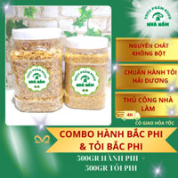 COMBO 1KG Hành Bắc Phi + Tỏi Bắc Phi (mỗi hủ 500gr) - Hành Tỏi phi thu công - Dùng 1 lần dầu