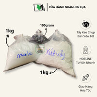 Combo 1kg Oxalic + 1kg Xút vảy + 100g thuốc tím tẩy keo chụp bản in lụa để tái sử dụng khung in lụa cho bản in lần sau