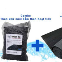 Combo 1kg than hoạt tính dạng viên Ấn Độ + 1 tấm vải than hoạt tính 25*50cm thay máy hút mùi