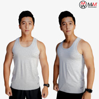 Combo 2 áo ba lỗ namáo 3 lỗ nam, sợi cotton mềm mịn siêu thoáng mát, thấm hút mồ hôi cực tốt, co giãn 4 chiều MRM FASHION -CM - Ghi  - L