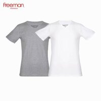 Combo 2 Áo lót nam cổ tim tay ngắn FREEMAN TSF311 - XL - Trắng - Xám