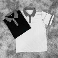 Combo 2 Áo Polo Nam Chất Vải Cá Sấu Poli Xịn Xò Phối Viền Sọc Xám Trẻ Trung Sang Trọng Full Size