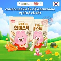 Combo 2 bánh ăn dặm cho bé 6 tháng que ngắn Bebedang vị bí đỏ cà rốt - ALADDINVINA