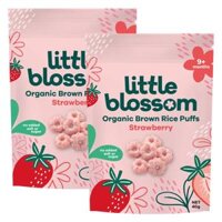 Combo 2 Bánh Puffs Gạo Lứt Hữu Cơ Little Blossom Vị Dâu 40g