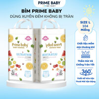 [COMBO 2 BỊCH BỈM SIZE L 104 MIẾNG] Tã Quần Trẻ Em Prime Baby Siêu Thấm Hút, Bỉm Hoa Quả Giá Rẻ
