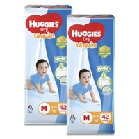 COMBO 2 BỊCH BỈM - TÃ QUẦN HUGGIES SIZE M - 42 MIẾNG (CHO BÉ 6 - 11KG)