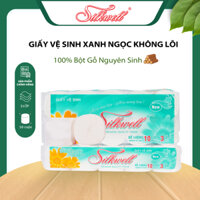 Combo 2 bịch Giấy vệ sinh KHÔNG LÕI Silkwell 10 cuộn 3 lớp xanh ngọc, giấy vệ sinh cao cấp dai mềm