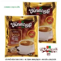 Combo 2 bịch lớn x 40 gói/bịch Cà Phê Hòa Tan 3In1 Thương Hiệu Vinacafe