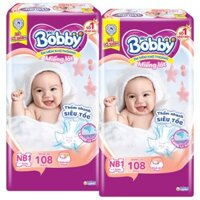 Combo 2 bịch Miếng lót Bobby Newborn 1, 108 miếng