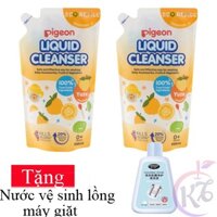 Combo 2 bịch Nước rửa bình sữa Pigeon hương Yuzu túi 650ml - Phiên Bản Mới - Tặng 1 chai nước tẩy vệ sinh máy giặt Nhật