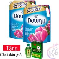 Combo 2 bịch Nước xả vải Downy hương Nắng Mai túi 2.6 lít Tặng 1 chai dầu gió xanh 24ml - nước xả quần áo 2,6L đậm đặc