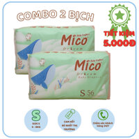 (Combo 2 bịch Size S 4-8kg) Tã/Bỉm DÁN Mico Size S nội địa Trung Quốc bao bì xanh lá cá voi