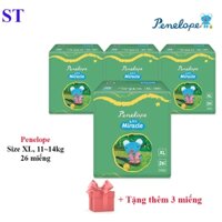 Combo 2 bịch tã dán ban đêm hàng nội địa Hàn Quốc Penelope Miracle Size XL từ 11-14kg (26 miếng)