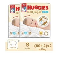 Combo 2 bịch Tã dán Huggies S54+6 / S80+2m (cân nặng 4-7 kg) tã dán sơ sinh Huggies Skin perfect