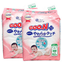 Combo 2 bịch Tã Dán nội địa Nhật Goon Plus Size S 62 miếng, 4-8 kg