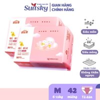 Combo 2 bịch Tã dán Suitsky Vitamin E bảo vệ da nhạy cảm cho bé Size M42 (42 miếng - 6-11kg)