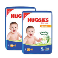 COMBO 2 bịch tã quần L68+8 Miếng bỉm Huggies Skin care size dành cho trẻ 9-14kg