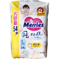 Combo 2 bịch tã Quần Merries Jumpo size L 54 miếng nhập khẩu Nhật