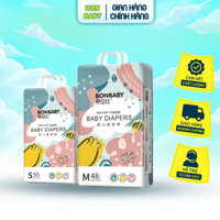 COMBO 2 bịch - Tã/bỉm DÁN Bonbaby bản siêu tiết kiệm - Tã dán S 50 miếng, M 48 miếng