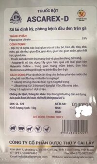 Combo 2 bịch Thuốc tẩy giun cho gà đá ASCAREX-D [10 g]