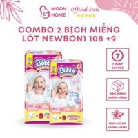 Combo 2 bỉm bobby, Miếng lót sơ sinh Newborn 1 - 108 miếng tặng 9 miếng tả dán dành cho bé dưới 1 tháng tuổi