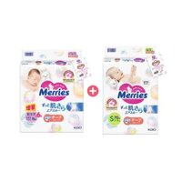 Combo 2 Bỉm Merries: 1 Bỉm dán Newborn SS 76  + 1 Bỉm dán S70