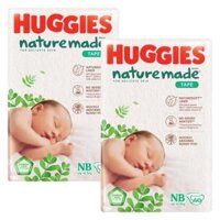 Combo 2 bỉm tã dán Huggies Platinum Nature Made size Newborn 60 miếng (dưới 5kg)