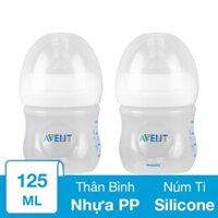 Combo 2 bình sữa nhựa PP Philips Avent SCF690/23 cổ rộng 125 ml (0 - 1 tháng)