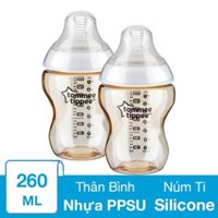 Combo 2 bình sữa nhựa PPSU Tommee Tippee Closer to Nature 422754 cổ rộng 260 ml (3 - 6 tháng)
