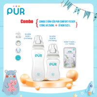 Combo 2 bình sữa Pur Comfort Feeder  (Anti-colic Feeding bottle) 120ml và 250ml + Vỉ núm size L=size F