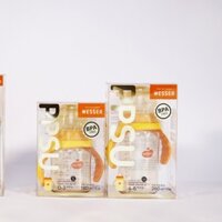 Combo 2 bình sữa Wesser cổ rộng có tay cầm 180ml + 260ml nhựa PPSU cao cấp phiên bản mới - bình sữa cổ rộng cho bé