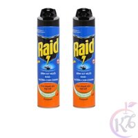 Combo 2 Bình xịt muỗi Raid chai 600ml hương Cam Chanh - xịt côn trùng