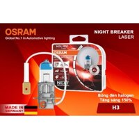 Combo 2 Bóng Đèn Halogen Tăng Sáng 150% OSRAM Night Breaker Laser H3 12V 55W - Nhập Khẩu Chính Hãng