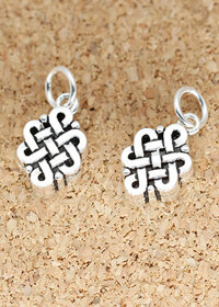 Combo 2 cái charm bạc hình nút thắt kết đồng tâm xỏ ngang - Ngọc Quý Gemstones - 8.4x10.2mm