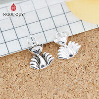 Combo 2 cái charm bạc trắng hồ ly treo - Ngọc Quý Gemstones